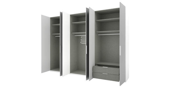 DREHTÜRENSCHRANK 300/223/62 cm 6-türig Grau, Weiß - Alufarben/Weiß, KONVENTIONELL, Glas/Holzwerkstoff (300/223/62cm) - Novel