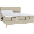 BOXSPRINGBETT 180/200 cm  in Beige  - Eichefarben/Beige, KONVENTIONELL, Holz/Textil (180/200cm) - Voleo