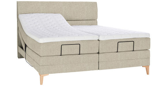 BOXSPRINGBETT 180/200 cm  in Beige  - Eichefarben/Beige, KONVENTIONELL, Holz/Textil (180/200cm) - Voleo