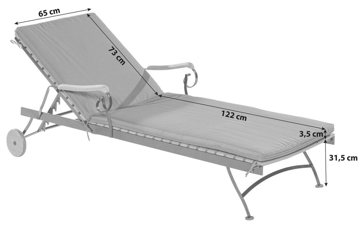 GARTENLIEGE 65/31,5/195 cm  - Graphitfarben/Naturfarben, KONVENTIONELL, Holz/Textil (65/31,5/195cm) - Gardenson