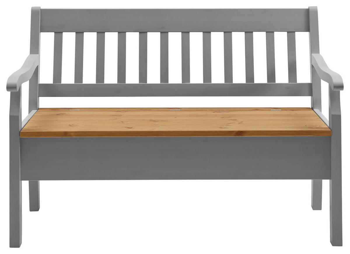SITZBANK 130/93/58 cm Laugenfarbig, Grau Kiefer massiv  - Laugenfarbig/Grau, ROMANTIK / LANDHAUS, Holz (130/93/58cm) - Boxxx