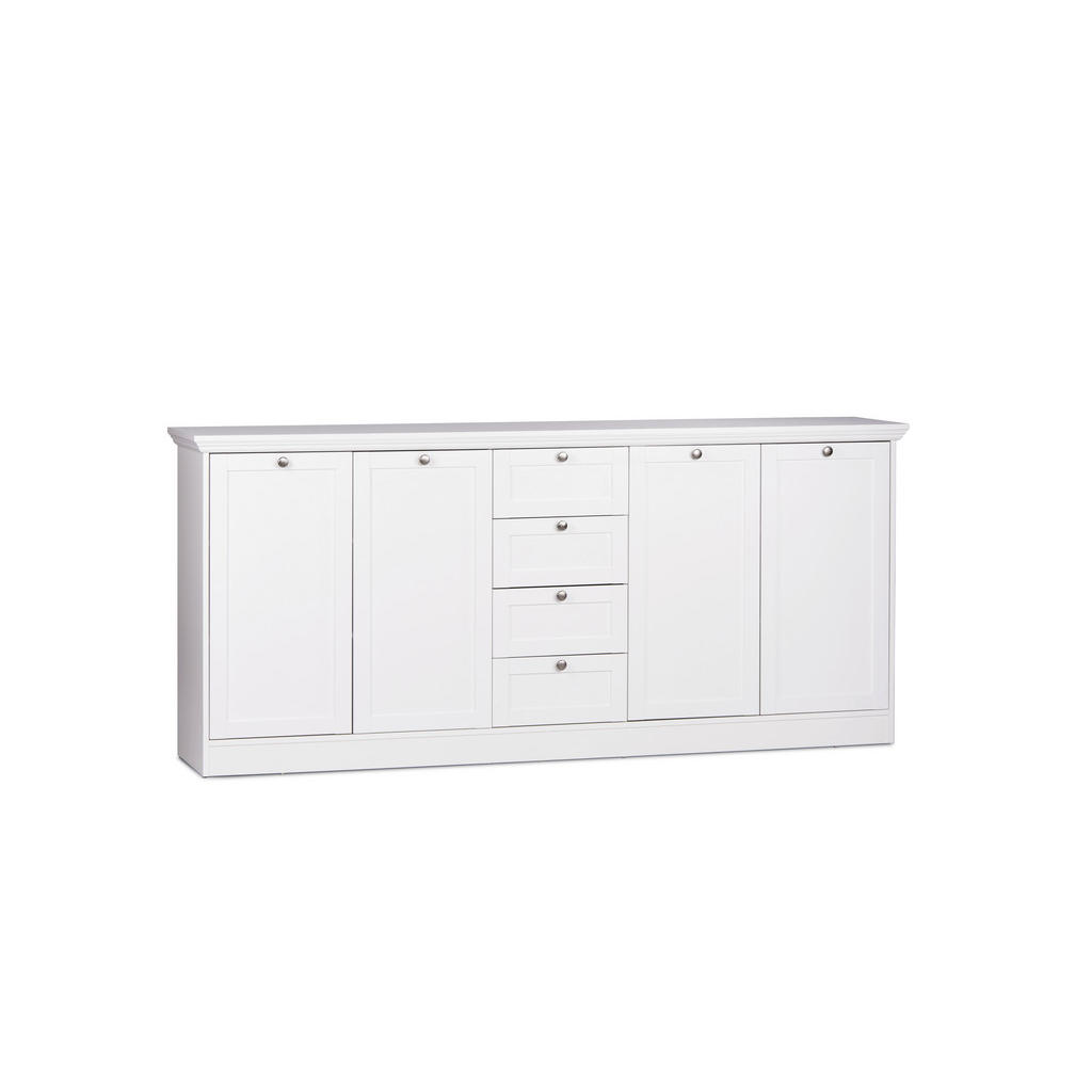 Thumbnail - Carryhome Sideboard, Weiß, Metall, 4 Fächer, 4 Schubladen, 200x90x40 cm, Beimöbel erhältlich, Wohnzimmer, Kommoden & Sid...