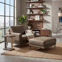 SESSEL 88/85/92 cm  in Lederlook Echtleder Graubraun  - Graubraun/Schwarzchrom, Design, Leder/Textil (88/85/92cm) - Livetastic
