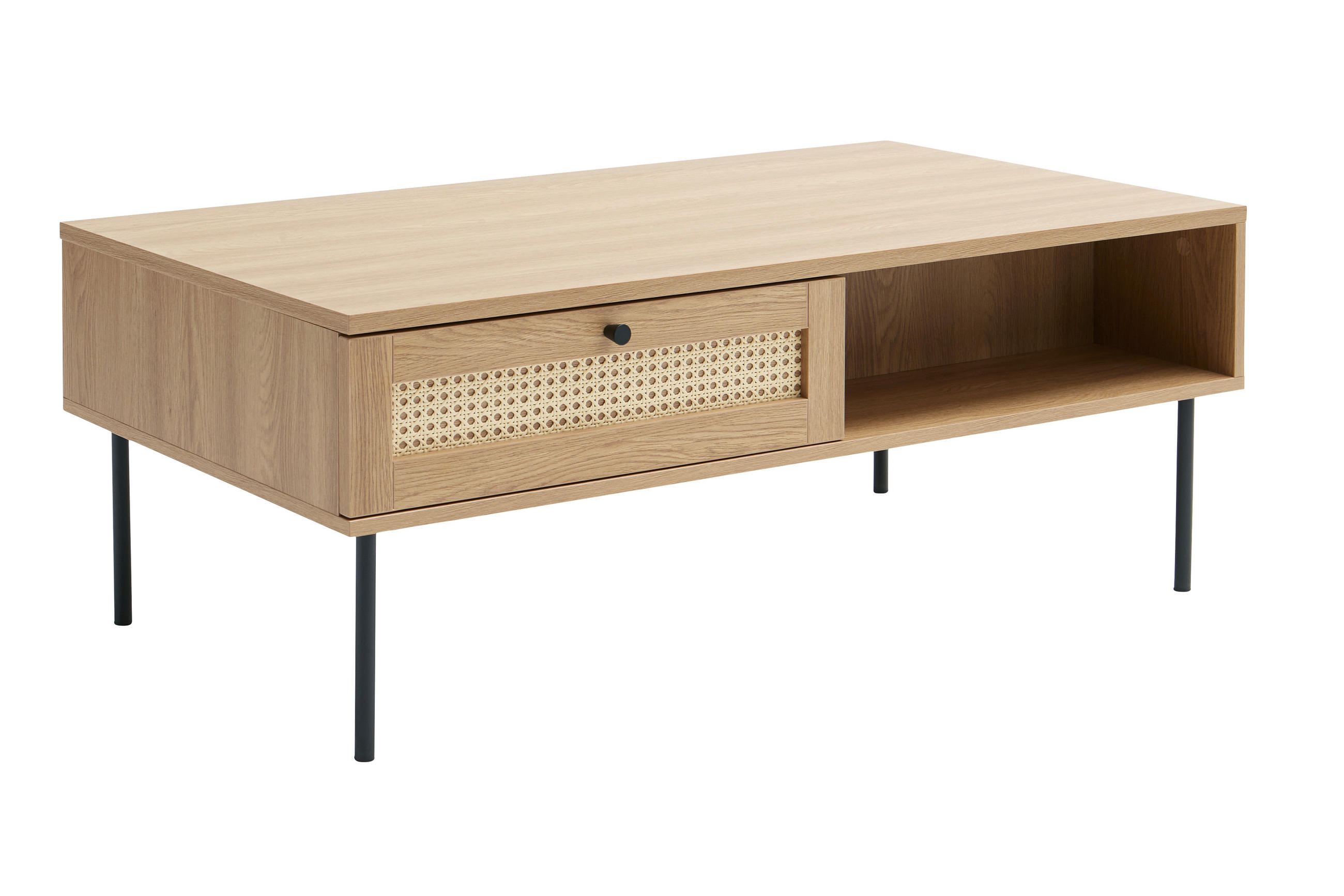 COUCHTISCH 110/60/42 cm rechteckig Eichefarben  - Eichefarben/Schwarz, Basics, Holzwerkstoff/Metall (110/60/42cm) - Boxxx