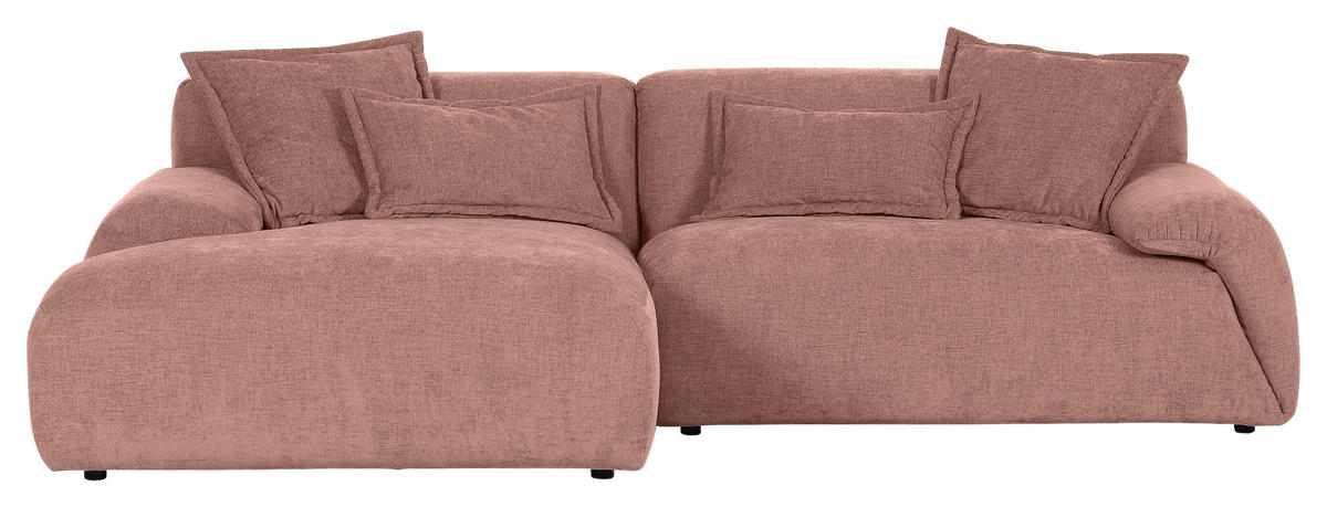 ECKSOFA Altrosa Flachgewebe  - Schwarz/Altrosa, KONVENTIONELL, Kunststoff/Textil (174/274cm) - Carryhome