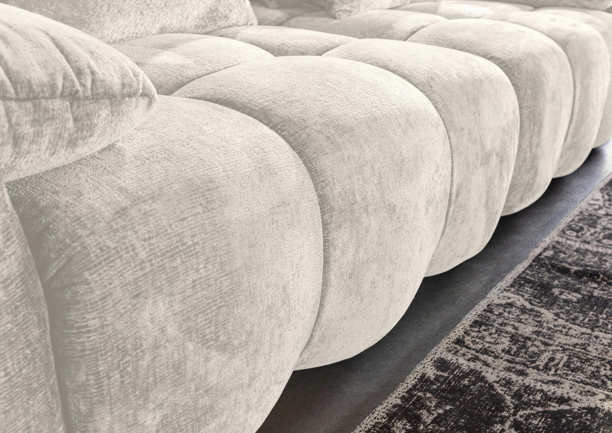 BIGSOFA in Chenille Beige  - Beige/Schwarz, Design, Kunststoff/Textil (265/67/130cm) - home24
