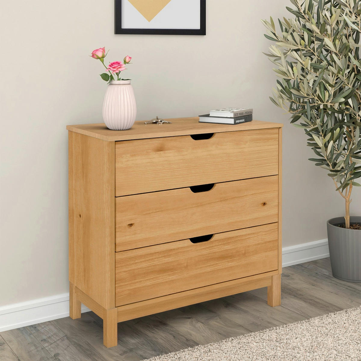 KOMMODE POZNAN, 76/75/39 cm,  - Naturfarben, Design, Holz/Holzwerkstoff (76/75/39cm) - Livetastic