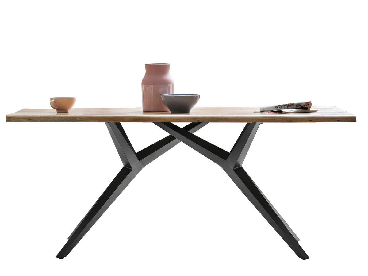 ESSTISCH 200/100/78,5 cm Echtholz  Holz, Metall rechteckig Naturfarben, Schwarz  - Schwarz/Naturfarben, MODERN, Holz/Metall (200/100/78,5cm) - MID.YOU