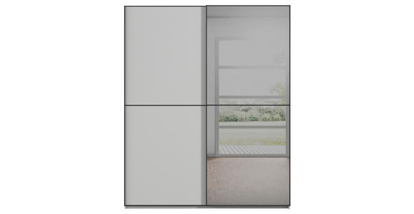 SCHWEBETÜRENSCHRANK 201/223/68 cm 2-türig Grau, Schwarz  - Schwarz/Grau, KONVENTIONELL, Glas/Holzwerkstoff (201/223/68cm) - Novel