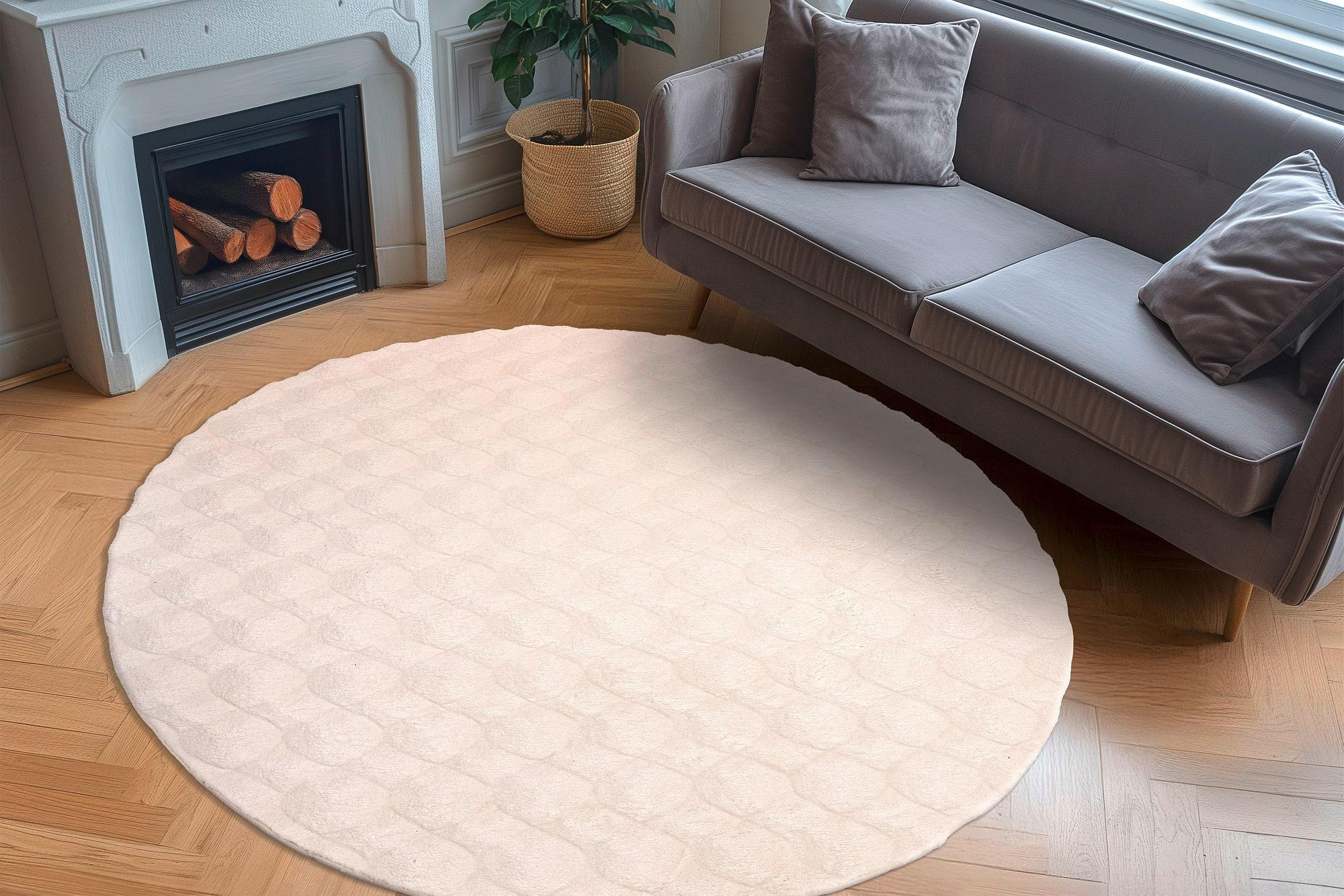 HOCHFLORTEPPICH 120/120 cm My Diamond Creme  - Creme, Design, Textil (120/120cm) - Obsession