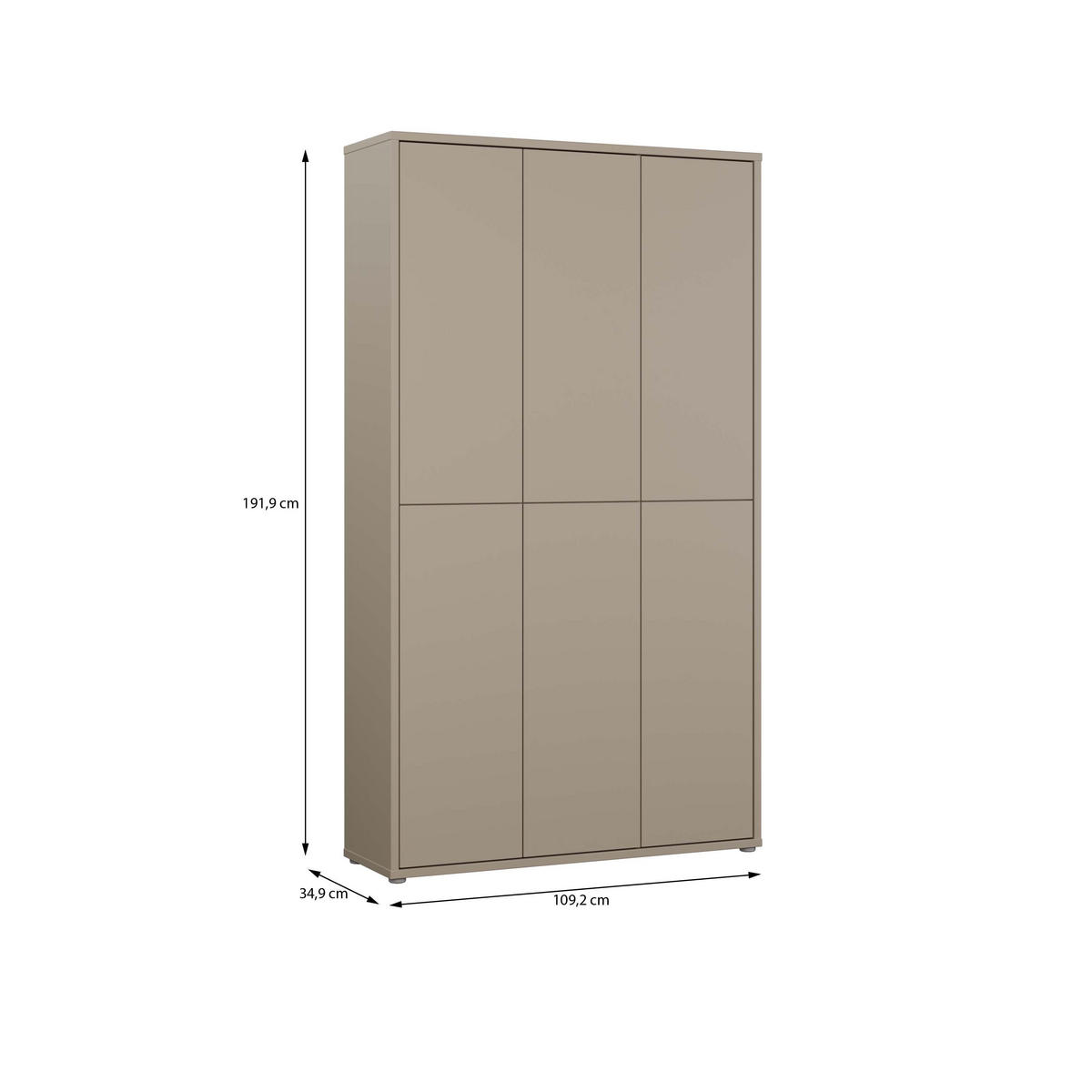 SCHUHSCHRANK Taupe  - Taupe/Grau, MODERN, Holzwerkstoff/Kunststoff (109,2/191,9/34,9cm) - Modern Living