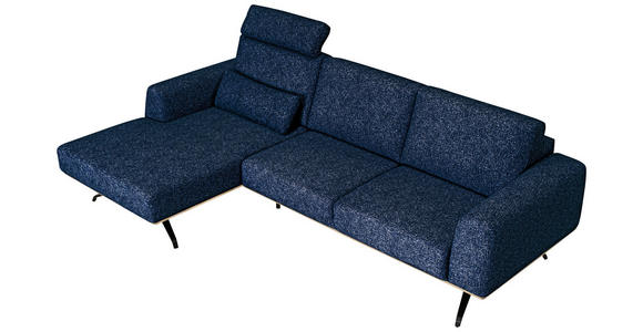 ECKSOFA Blau Struktur  - Blau/Schwarz, Design, Textil/Metall (157/262cm) - Novel