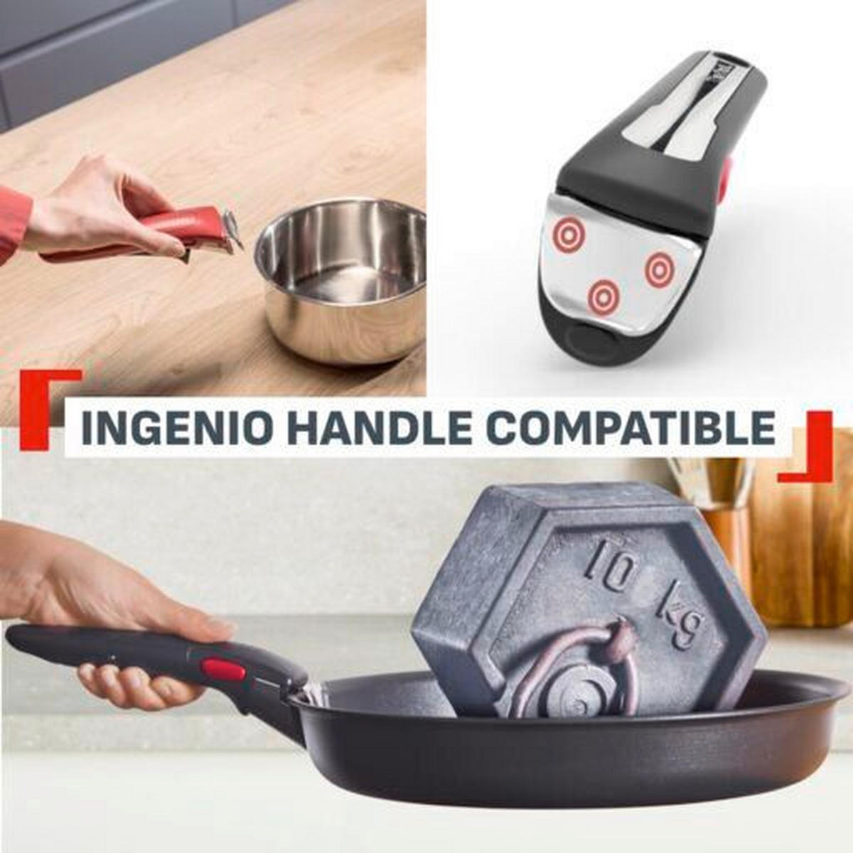 SET LONACA ZA KUHANJE 8/1  Excellence plus Ingenio  - crna, Basics, metal - Tefal