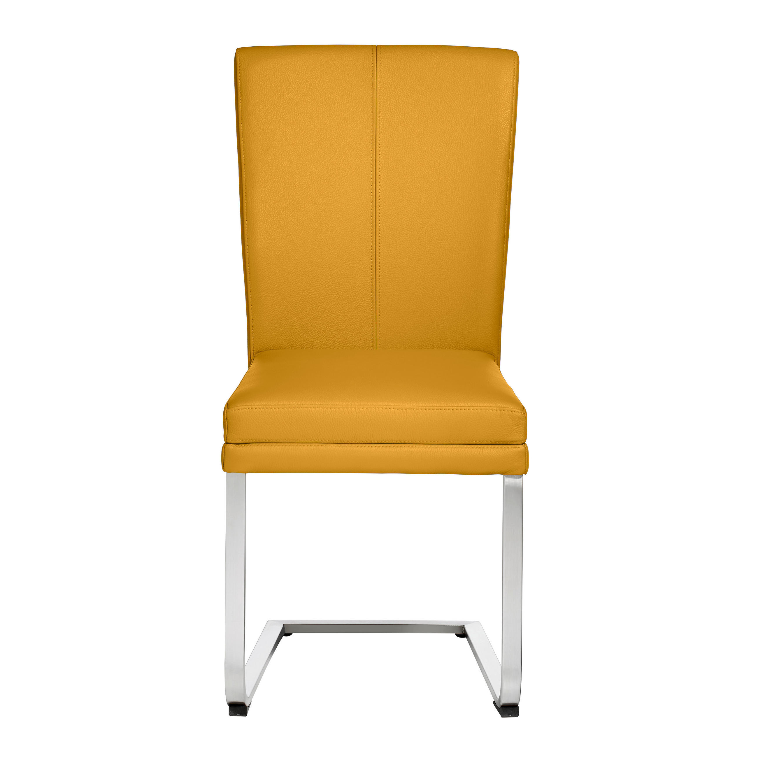 SCHWINGSTUHL  in Edelstahl Echtleder pigmentiert  - Edelstahlfarben/Senfgelb, Design, Leder/Metall (44/98/58cm) - Valdera