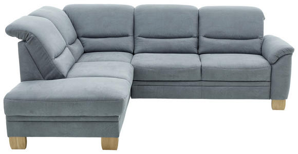 ECKSOFA Blau Mikrofaser - Wildeiche/Blau, KONVENTIONELL, Holz/Textil (224/254cm) - Carryhome