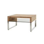 COUCHTISCH in Holz, Metall, Glas 70/70/39 cm  - Edelstahlfarben/Eichefarben, Design, Glas/Holz (70/70/39cm) - Novel