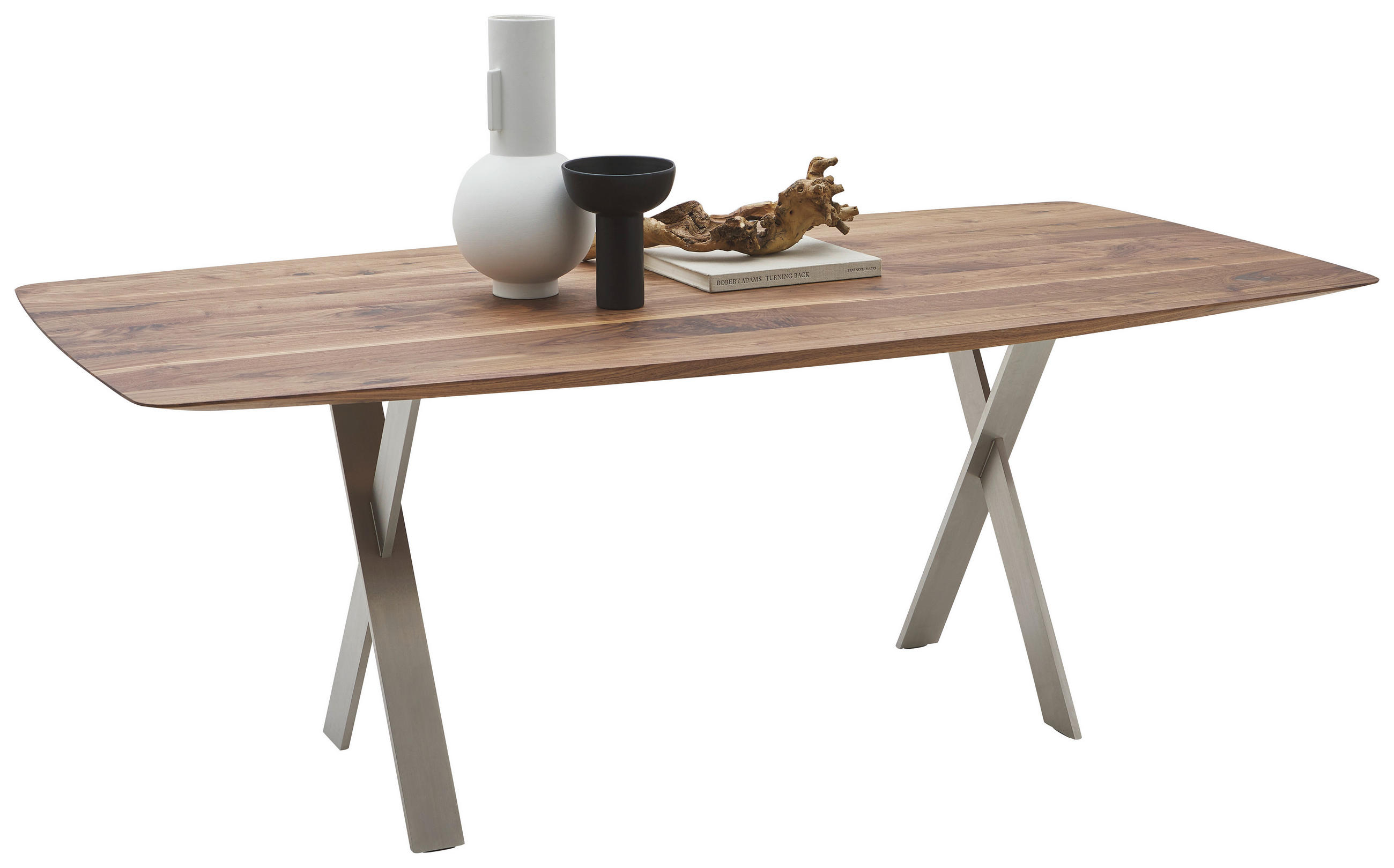 ESSTISCH      - Nussbaumfarben, Design, Holz/Metall (200/100/76cm) - Johann Jakob