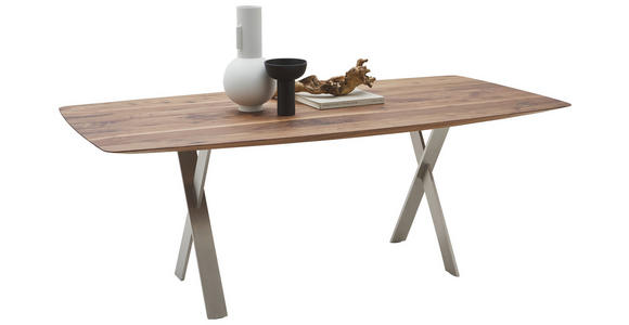 ESSTISCH      - Nussbaumfarben, Design, Holz/Metall (200/100/76cm) - Johann Jakob