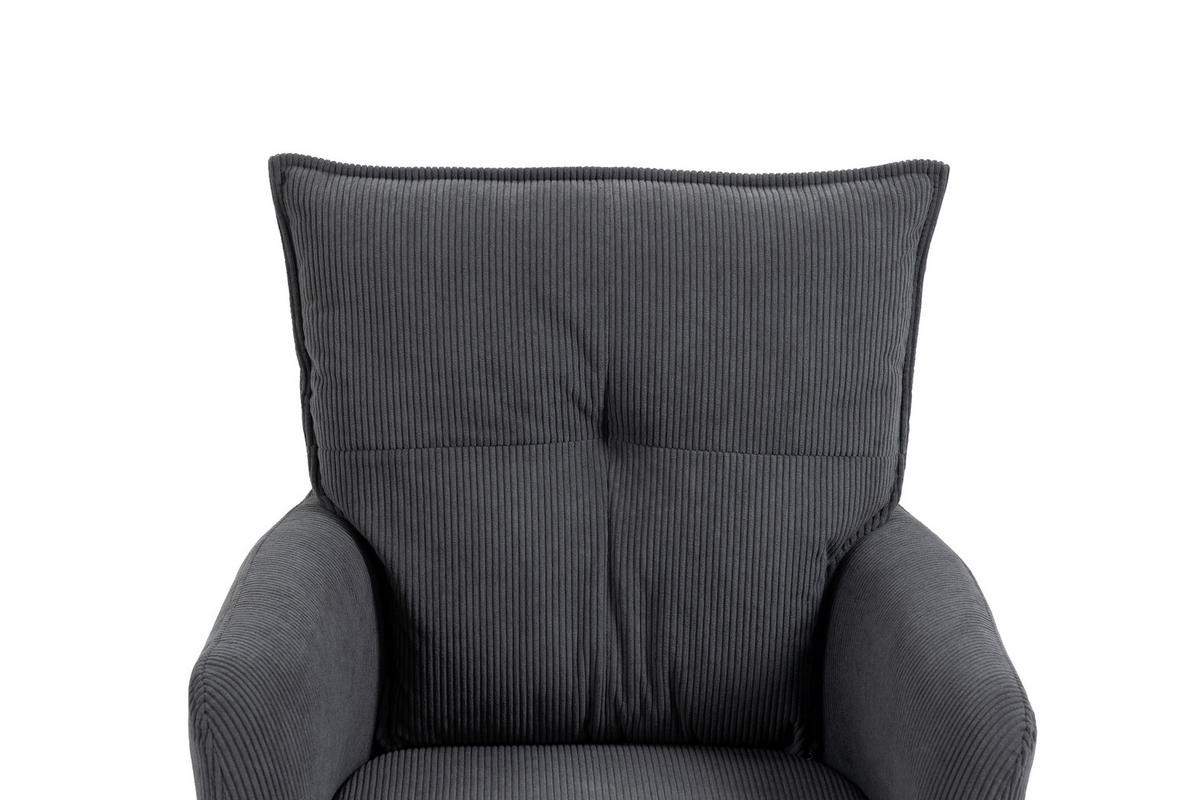 ARMLEHNSTUHL  in Eisen Cord  - Anthrazit/Schwarz, Design, Textil/Metall (60/95/67cm) - Novel