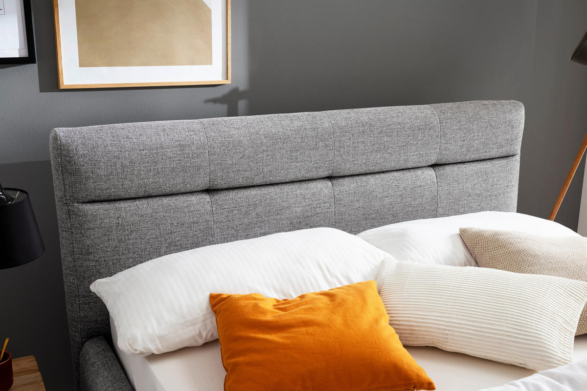 LIT REMBOURRÉ 140/200 cm  in Grau  - Eichefarben/Birkefarben, Konventionell, Holz/Textil (140/200cm) - Boxxx