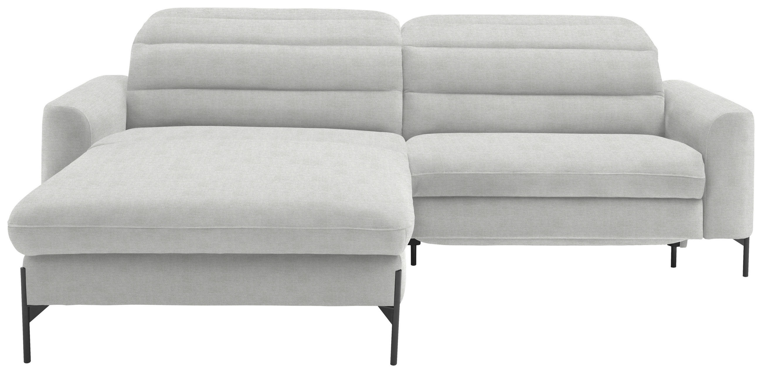 ECKSOFA in Flachgewebe Ecru  191/252 cm  - Ecru/Schwarz, Design, Textil/Metall (191/252cm) - Dieter Knoll