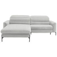 ECKSOFA in Flachgewebe Ecru  191/252 cm  - Ecru/Schwarz, Design, Textil/Metall (191/252cm) - Dieter Knoll