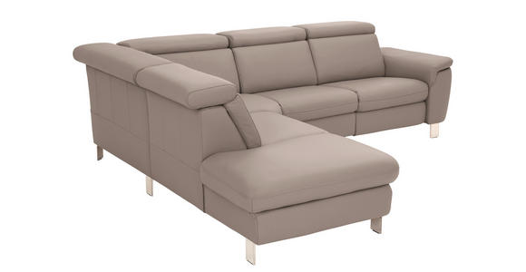 ECKSOFA in Echtleder Fango  - Fango/Alufarben, Design, Leder/Metall (242/271cm) - Cantus