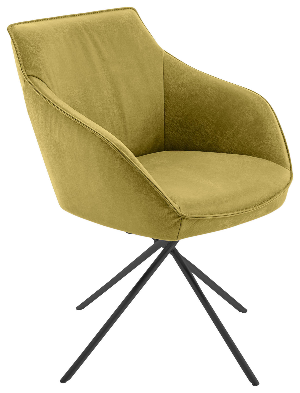 ARMLEHNSTUHL  Lederauswahl, Stoffauswahl, Typenauswahl, Gestellauswahl, automatische Rückholfunktion, Sitzfläche 320° drehbar  Echtleder  - Schwarz/Hellgrün, Design, Leder/Metall (60/84/67cm) - Koinor