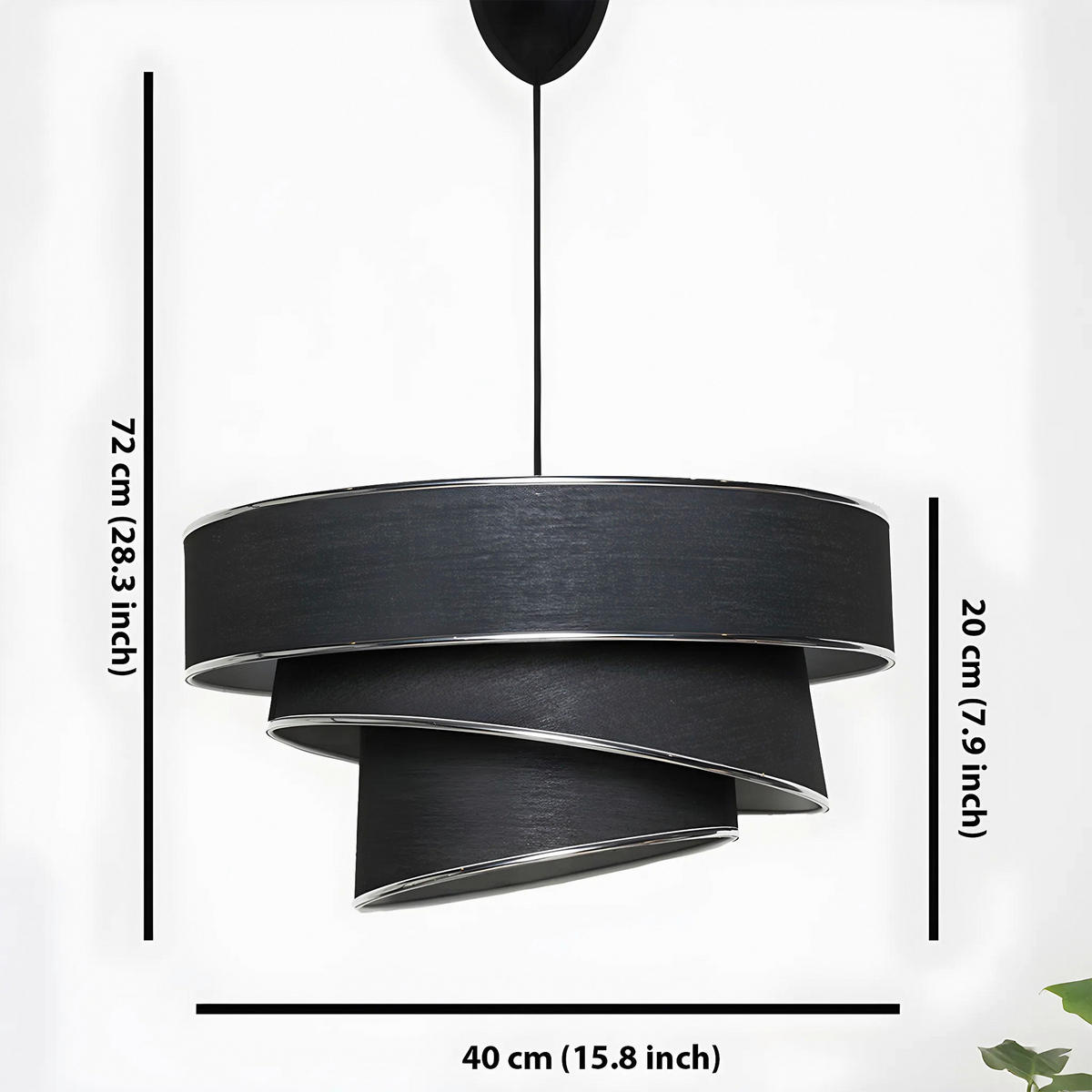 HÄNGELEUCHTE 40/72 cm   - Silberfarben/Schwarz, Design, Kunststoff/Textil (40/72cm) - P & B