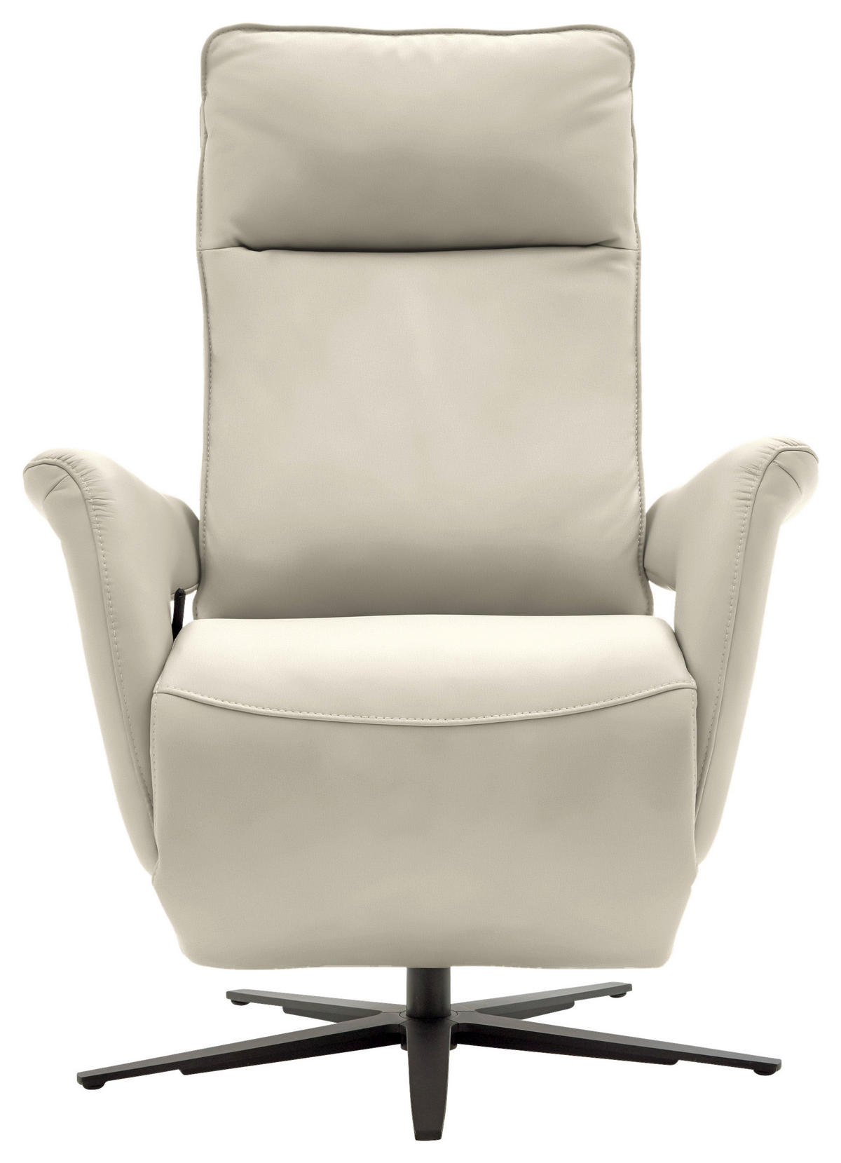 RELAXSESSEL in Leder Ecru  - Ecru/Schwarz, Design, Leder/Metall (83/116/87cm) - Valdera