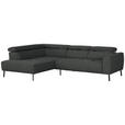 ECKSOFA in Chenille Dunkelgrau 205/280 cm - Dunkelgrau/Schwarz, Design, Textil/Metall (205/280cm) - Xora
