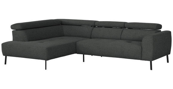 ECKSOFA in Chenille Dunkelgrau 205/280 cm - Dunkelgrau/Schwarz, Design, Textil/Metall (205/280cm) - Xora