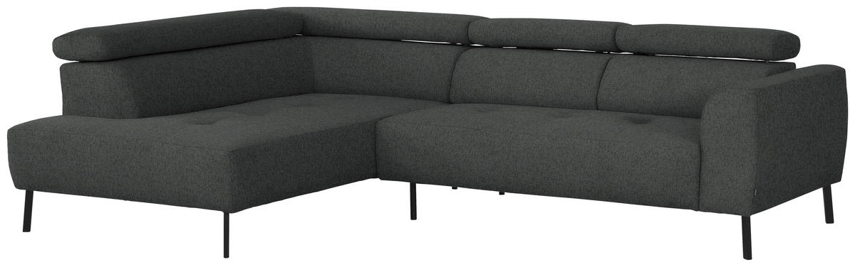ECKSOFA in Chenille Dunkelgrau  205/280 cm  - Dunkelgrau/Schwarz, Design, Textil/Metall (205/280cm) - Xora