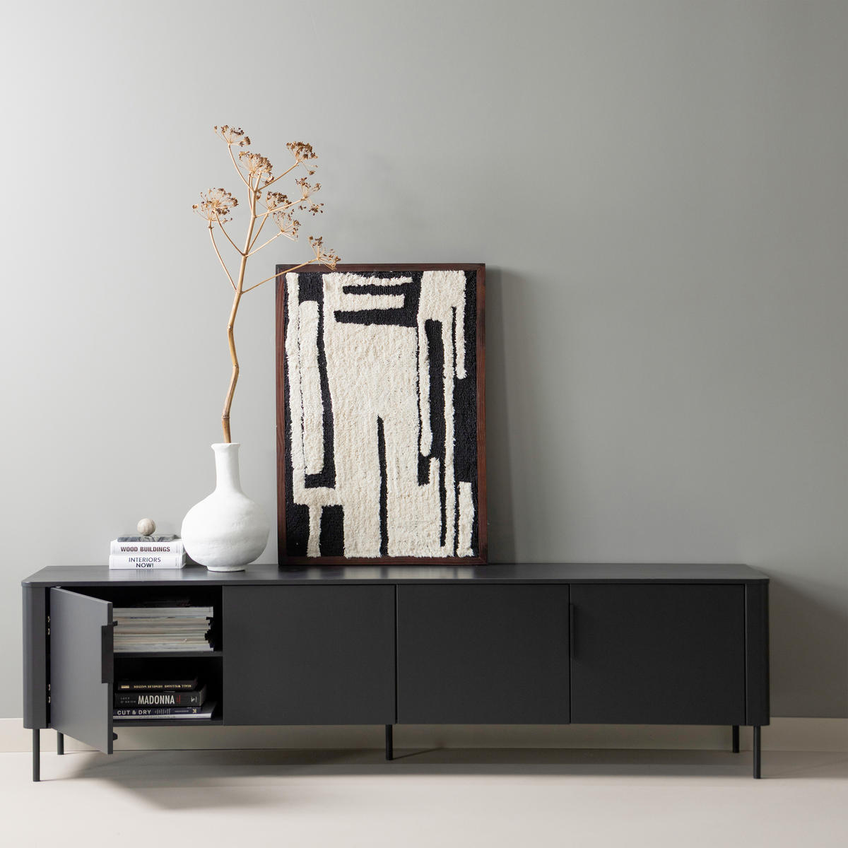 BILD Abstraktes  - Schwarz/Weiß, Basics, Holz/Textil (60/90/10cm) - Livetastic