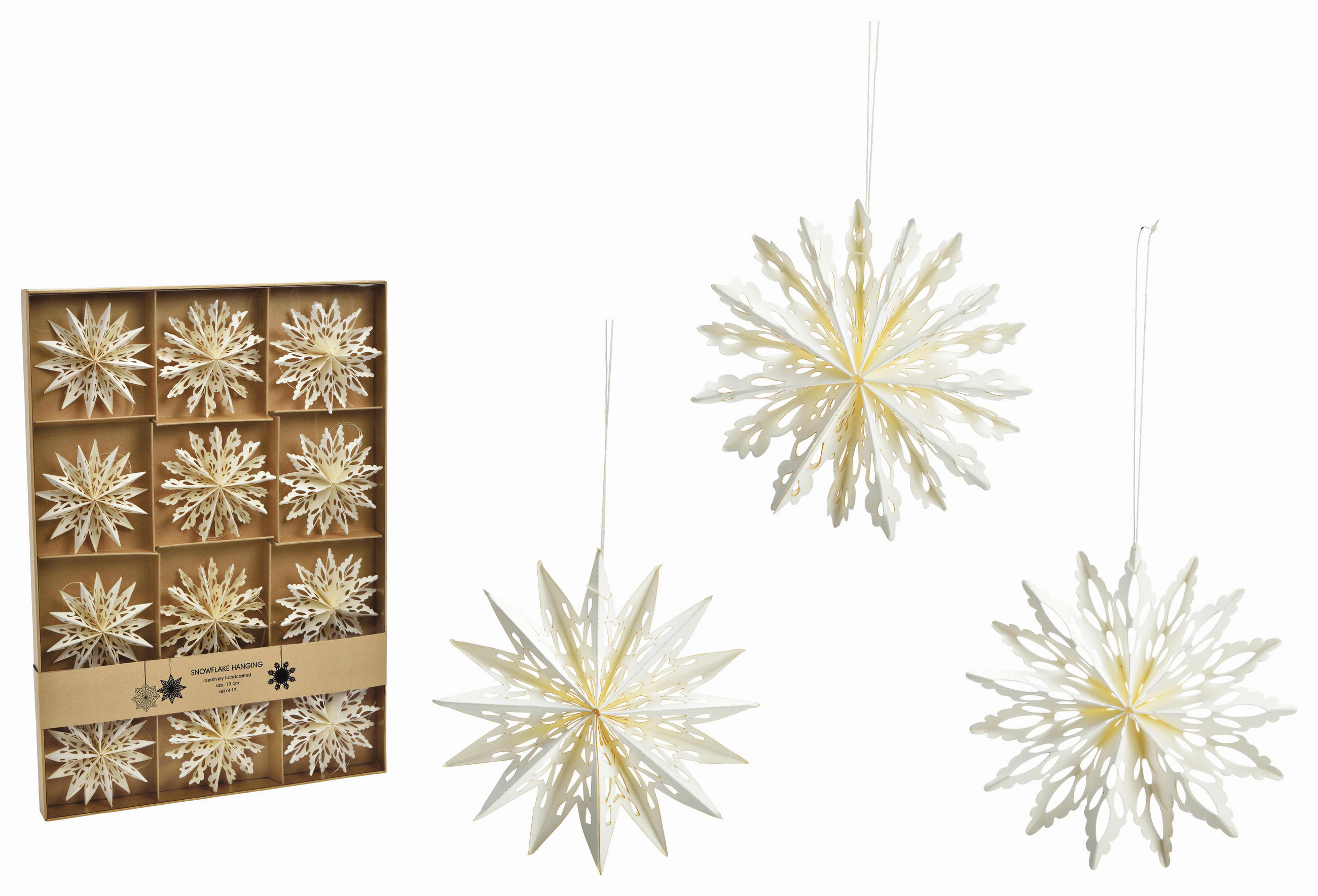 DEKOHÄNGER 12-teilig  - Weiß, Basics, Papier (10,0/10,0/2,0cm) - X-Mas