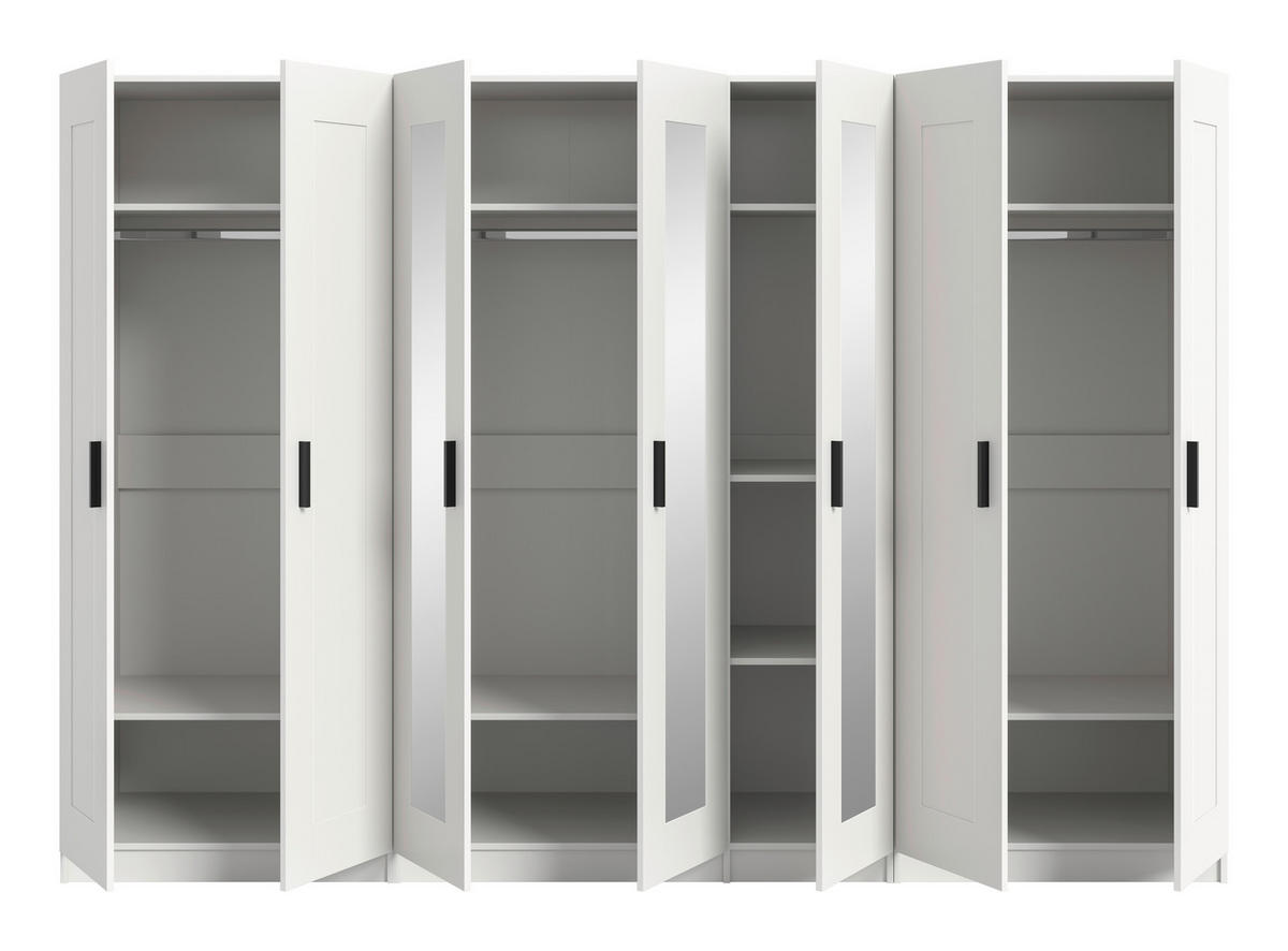 DREHTÜRENSCHRANK 280/194/56 cm,  in Weiß, 7 Tür(en)-türig  - Schwarz/Weiß, ROMANTIK / LANDHAUS, Holzwerkstoff/Kunststoff (280/194/56cm) - Livetastic