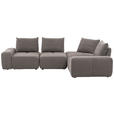 ECKSOFA in Velours Braun  - Schwarz/Braun, Design, Kunststoff/Textil (326/236cm) - Xora