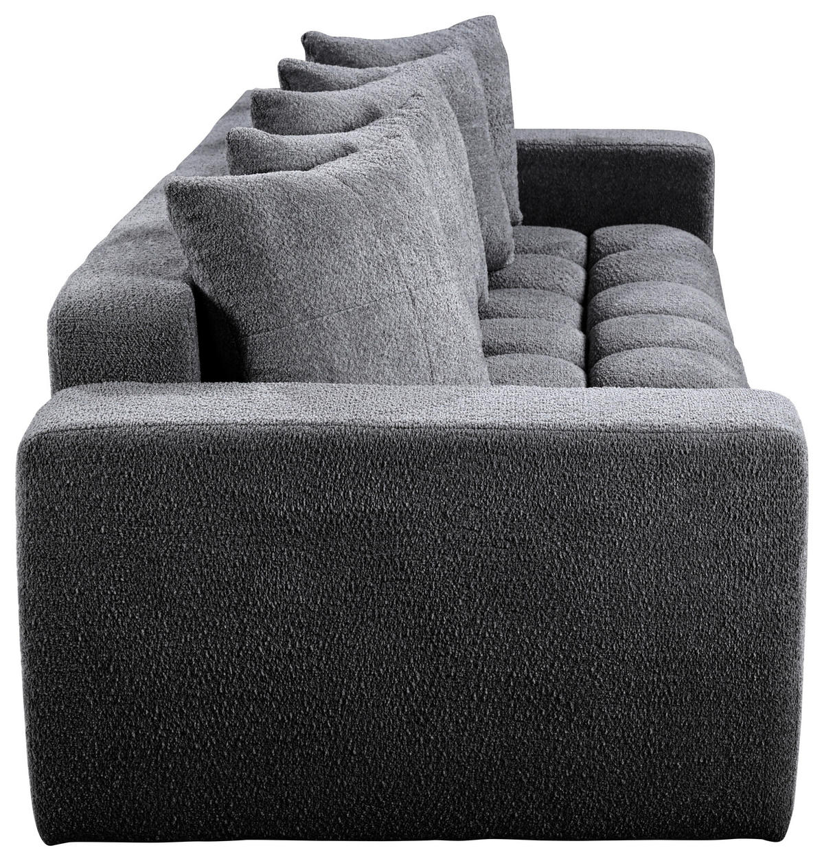 SCHLAFSOFA  mit Liegefunktion, Schlafen auf Sitzhöhe Struktur, Bouclé Dunkelgrau  - Dunkelgrau/Schwarz, Basics, Kunststoff/Textil (250/86/140cm) - Livetastic