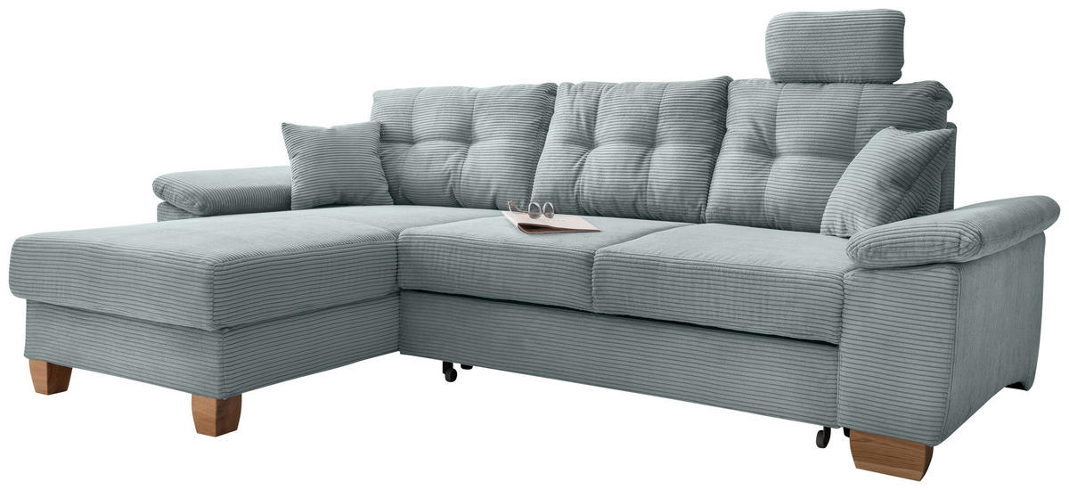 ECKSOFA Hellblau Cord  - Naturfarben/Hellblau, MODERN, Holz/Textil (176/270cm) - Livetastic