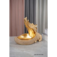 DEKOR ÁLLATFIGURA - aranyszínű, Basics, műanyag (23/14/17cm)