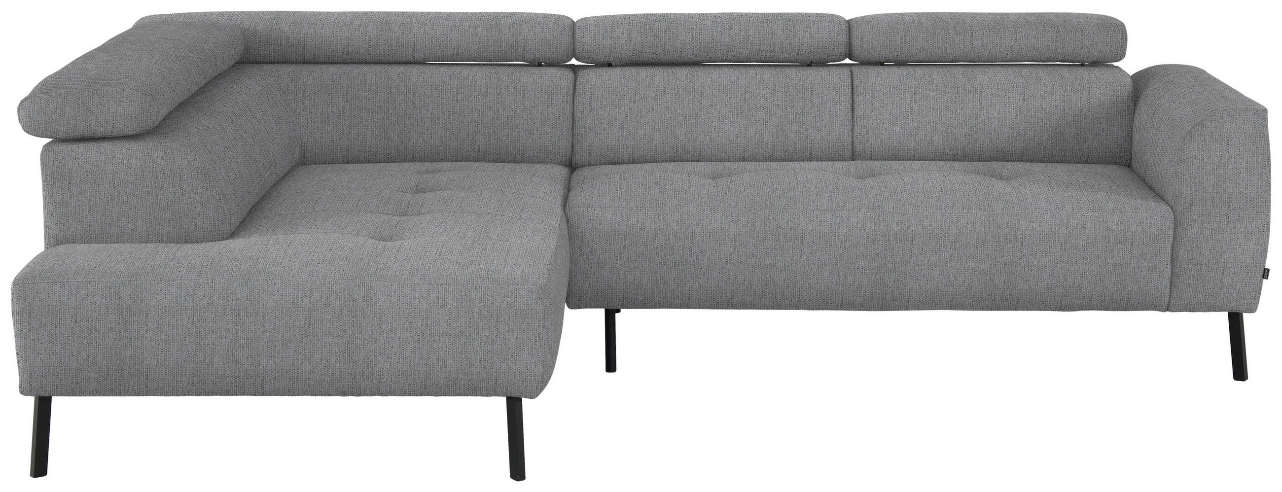 ECKSOFA in Webstoff Silberfarben  - Silberfarben/Schwarz, Design, Textil/Metall (205/280cm) - MID.YOU