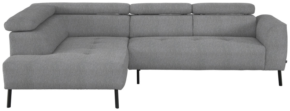 ECKSOFA in Webstoff Silberfarben  205/280 cm  - Silberfarben/Schwarz, Design, Textil/Metall (205/280cm) - Xora