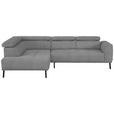 ECKSOFA in Webstoff Silberfarben  205/280 cm  - Silberfarben/Schwarz, Design, Textil/Metall (205/280cm) - Xora