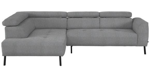 ECKSOFA in Webstoff Silberfarben 205/280 cm - Silberfarben/Schwarz, Design, Textil/Metall (205/280cm) - Xora
