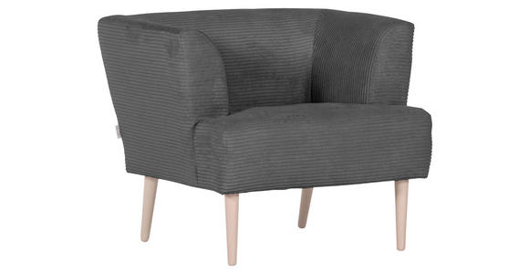 SESSEL in Cord Dunkelgrau - Dunkelgrau/Buchefarben, Design, Holz/Textil (85/71/80cm) - Hom`in