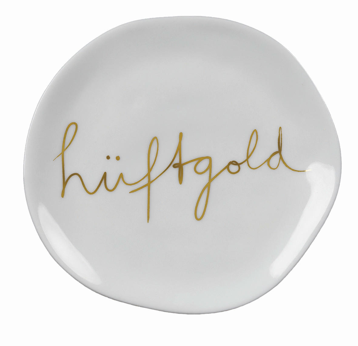 KUCHENTELLER 14 cm  - Weiss/Goldfarben, Basics, Keramik (14cm) - Räder