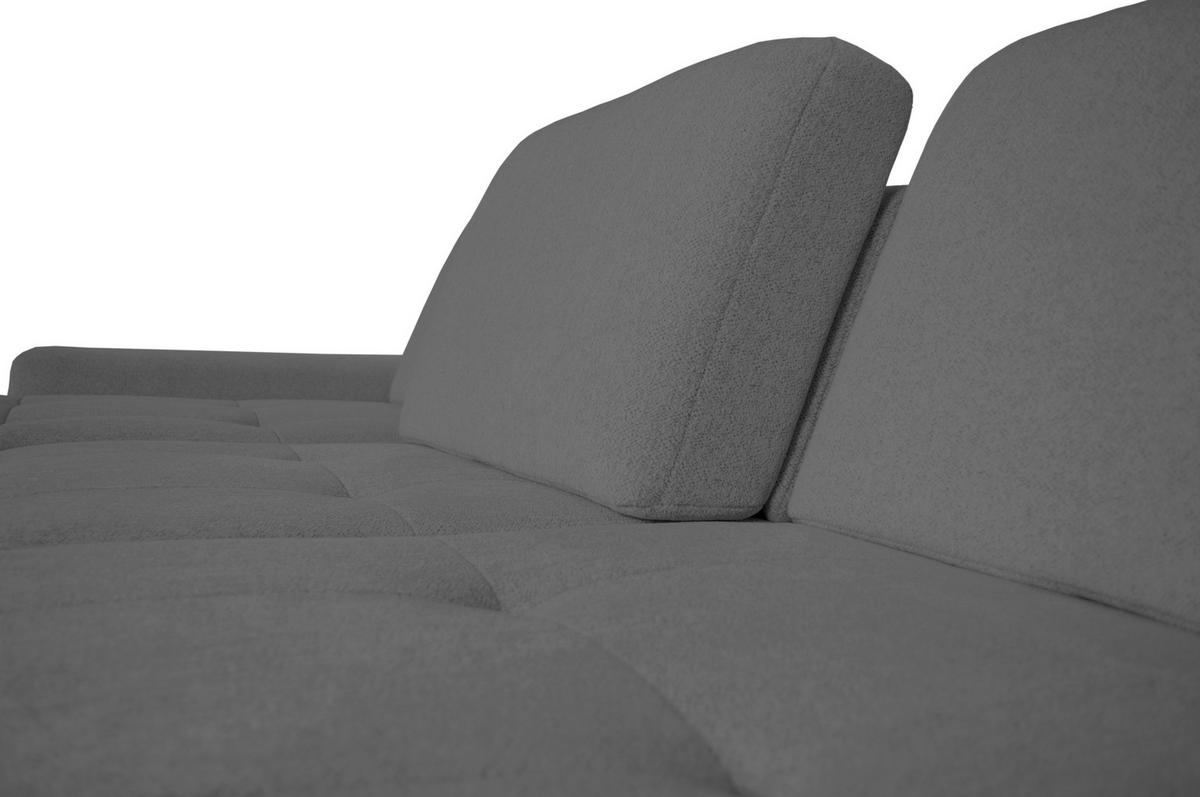 ECKSOFA ALMA in Chenille Dunkelgrau  191/285 cm  - Dunkelgrau/Schwarz, Design, Textil/Metall (191/285cm) - Livetastic