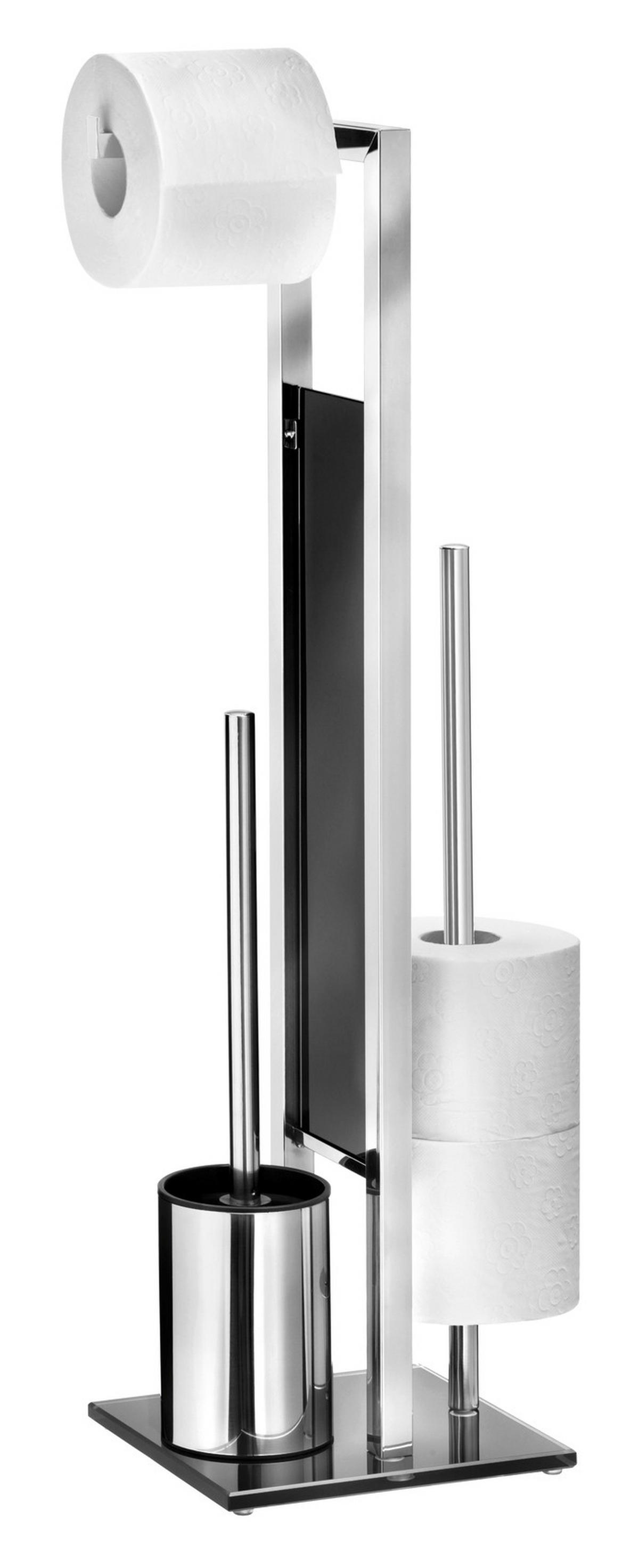 WC-BÜRSTENKOMBINATION - Edelstahlfarben/Schwarz, Basics, Glas/Kunststoff (18/70/23cm) - Wenko