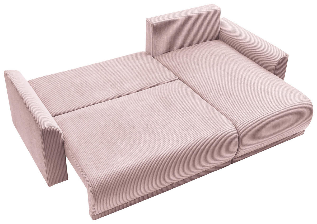 ECKSOFA KIMMY Rosa Cord Zierkissen, Rückenkissen, Bettkasten  - Schwarz/Rosa, Design, Kunststoff/Textil (233/146cm) - P & B