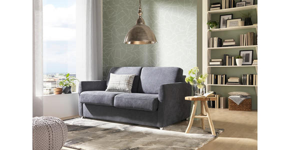 SOFA in Flachgewebe Grau - Chromfarben/Grau, KONVENTIONELL, Textil/Metall (190/86/97cm) - Novel